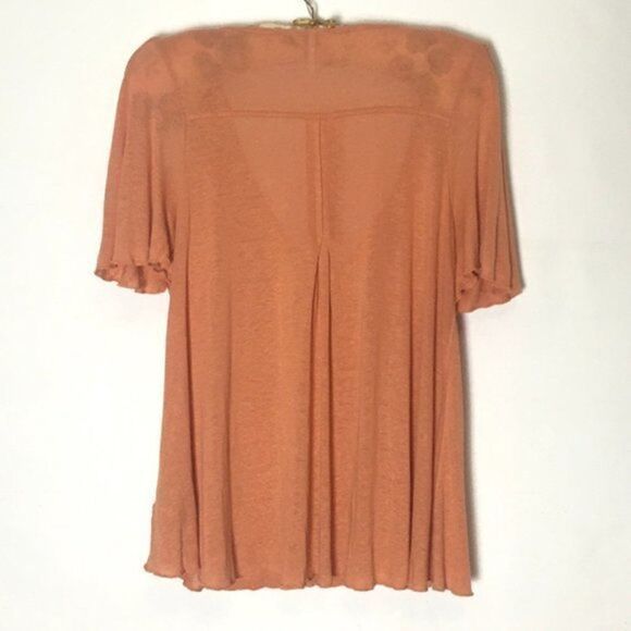 Free People Shirt Womens Size S Peach Mineral Wash Cold Shoulder Top - Picture 8 of 8